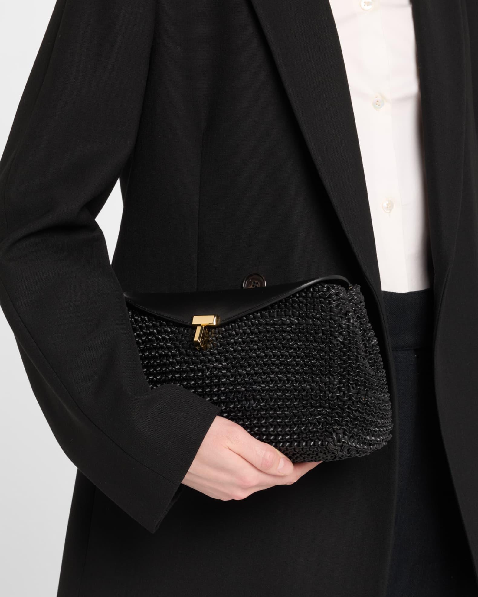 T-Lock Woven Leather Clutch Bag Product Image