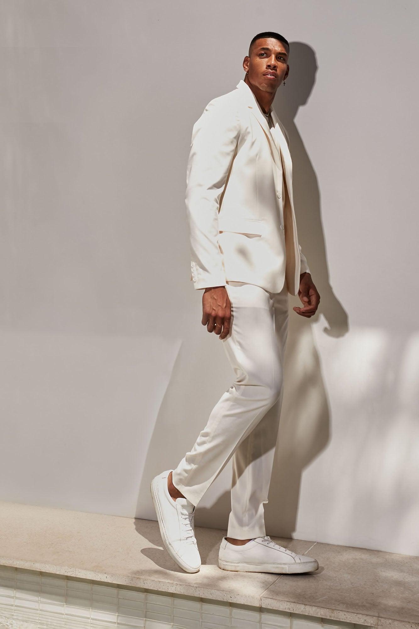 The Modern Stretch Slim Trouser - Off White Product Image