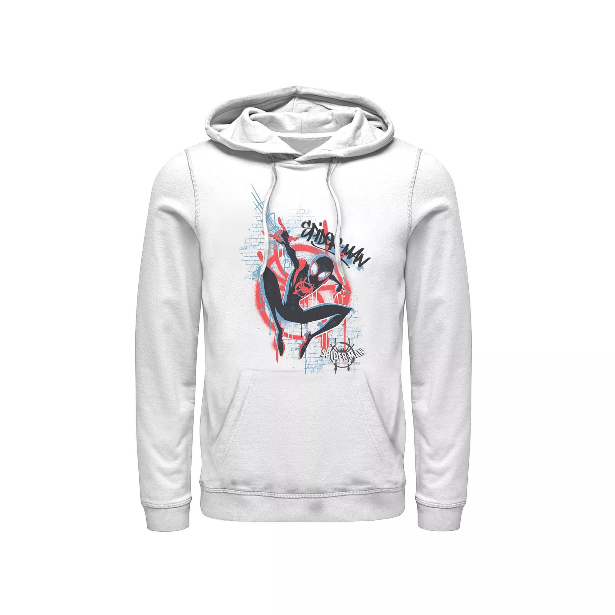 Men's Marvel Spiderverse Blue Red Brick Graffiti Graphic Hoodie,  Product Image