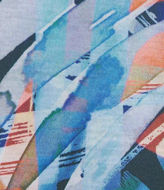 Allison Daley Tropical Melange Print Short Sleeve Crew Neck Knit Top Product Image