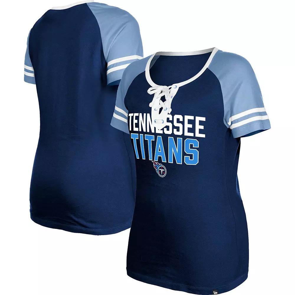 Women's New Era Navy Tennessee Titans Raglan Lace-Up T-Shirt,  Product Image