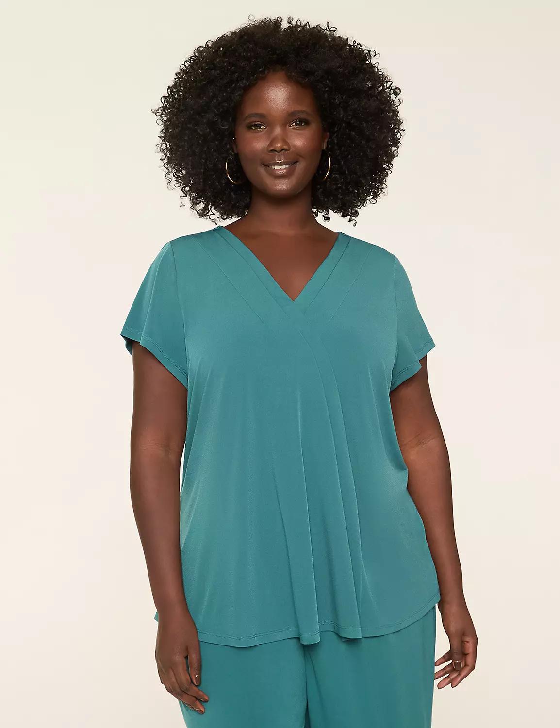 Cap-Sleeve Pleat-Front Top Product Image