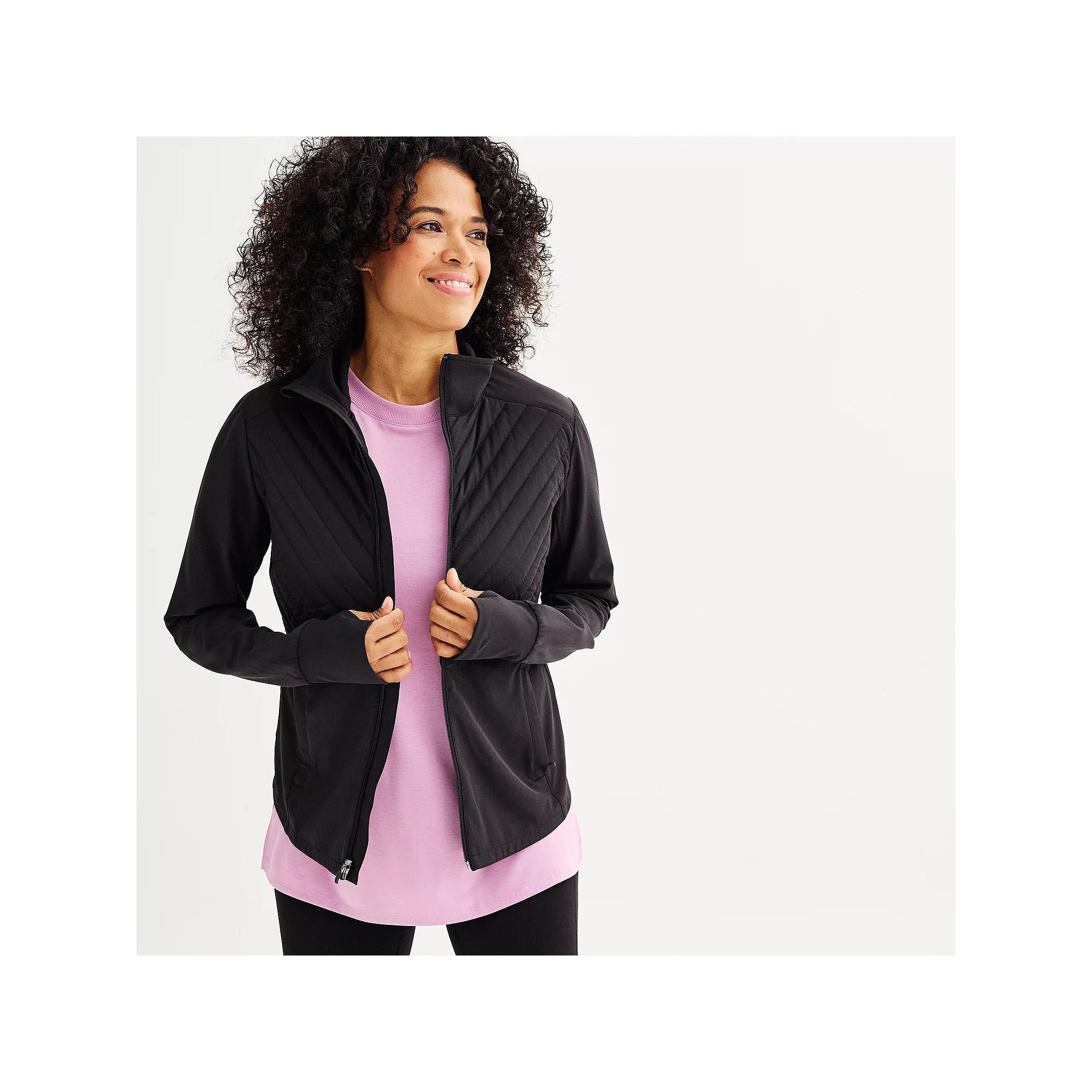Women's Tek Gear® Woven Mixed Media Jacket, Size: XL, Mineral Black Product Image