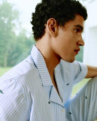 Printed Striped Cotton Pyjama Shirt Product Image