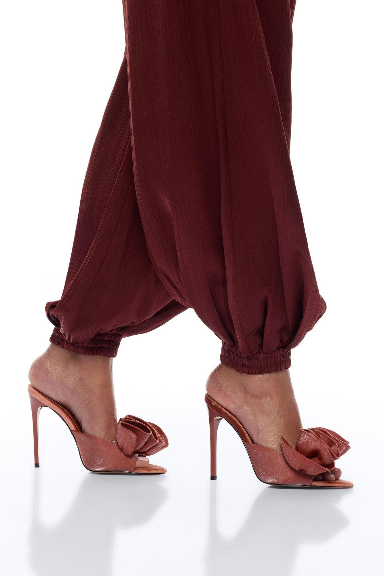 Nicolette Satin Balloon Pant - Brick Red Female Product Image