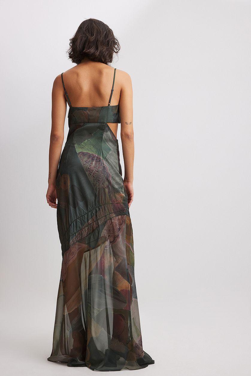 Ruched Satin Maxi Dress Product Image