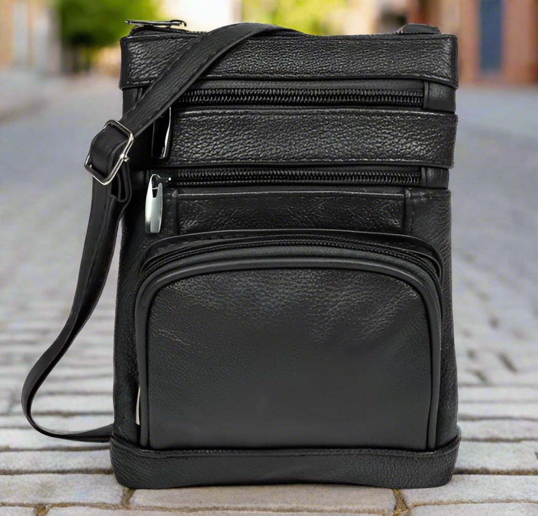 Genuine Leather Crossbody Bag - Multi-Size Options (Standard, Plus, XL) Product Image