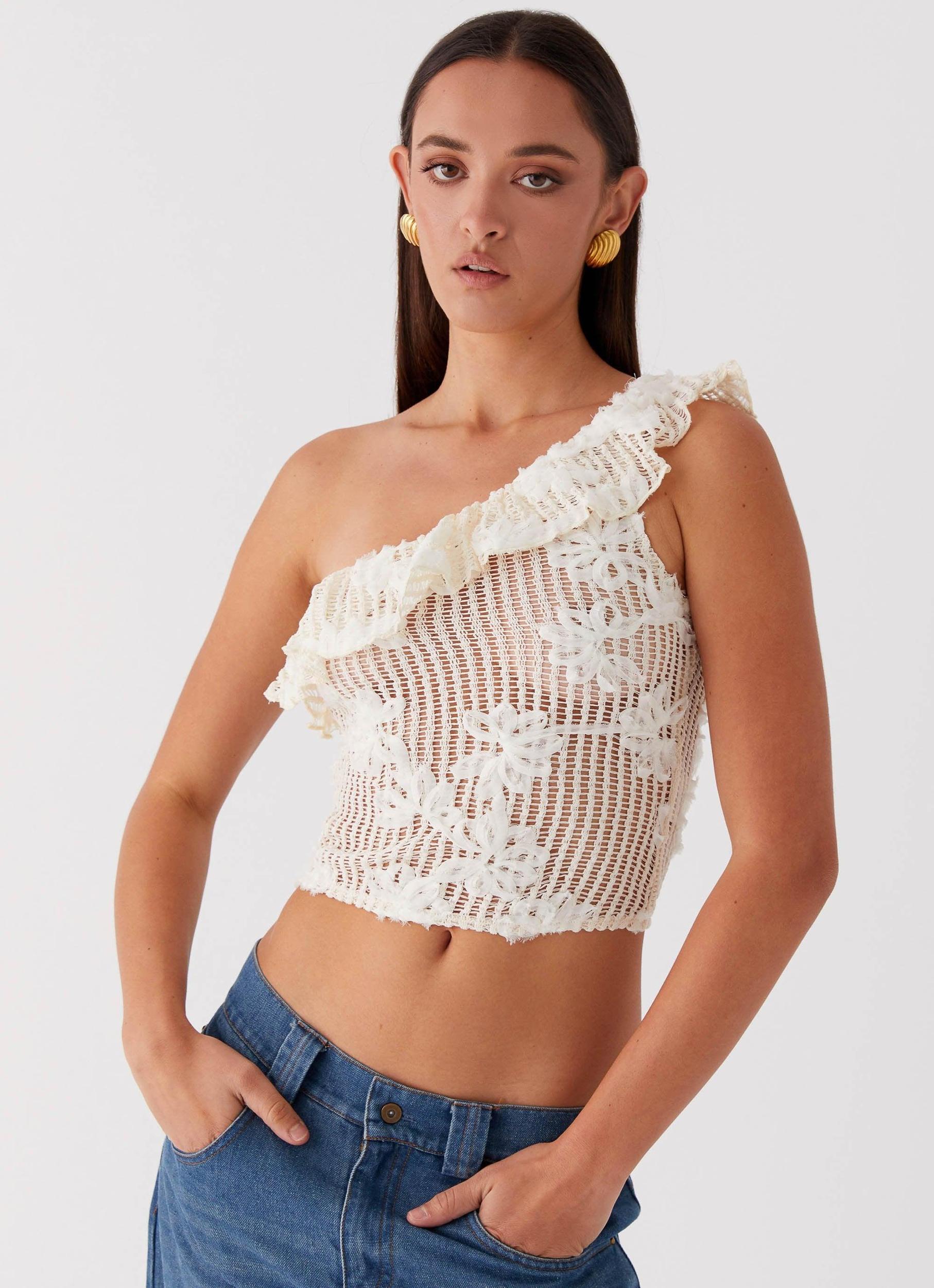 Juilette One Shoulder Top - Ivory Product Image