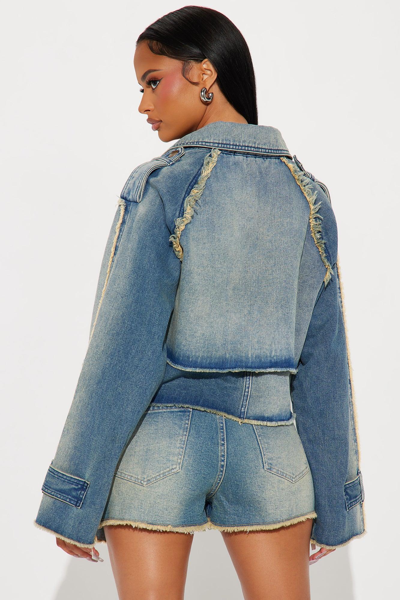 Lira Tinted Cropped Denim Trench Coat - Vintage Wash Product Image