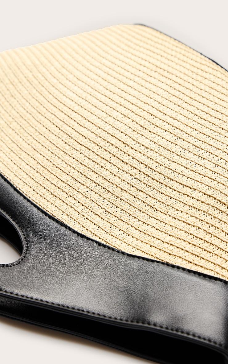 Natural Raffia Weave Contrast Handle Curved Hand Bag Product Image