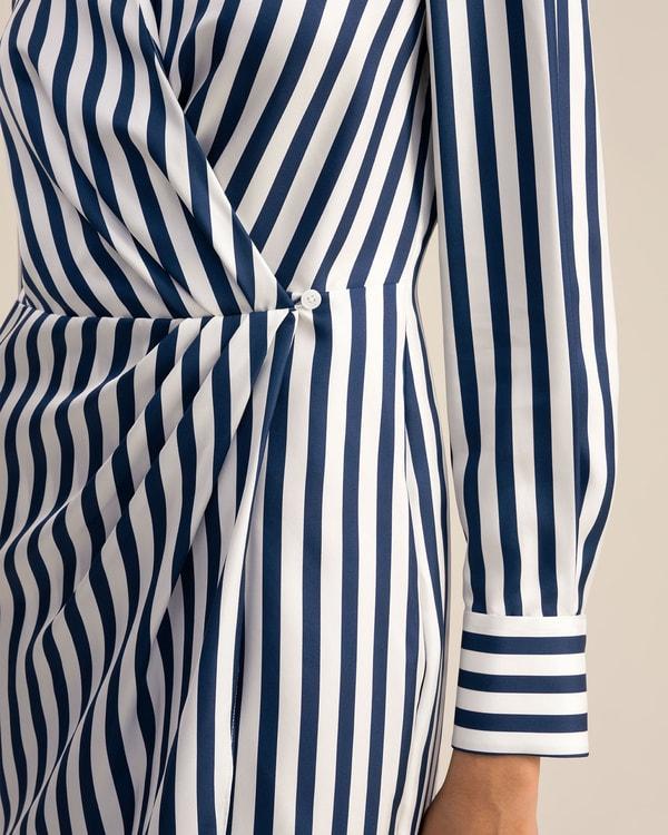 Amalfi Stripe Wrap Silk Shirtdress Product Image