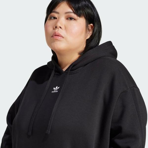 adidas Essentials Oversized Fleece Hoodie (Plus Size) Black 1X Womens Product Image
