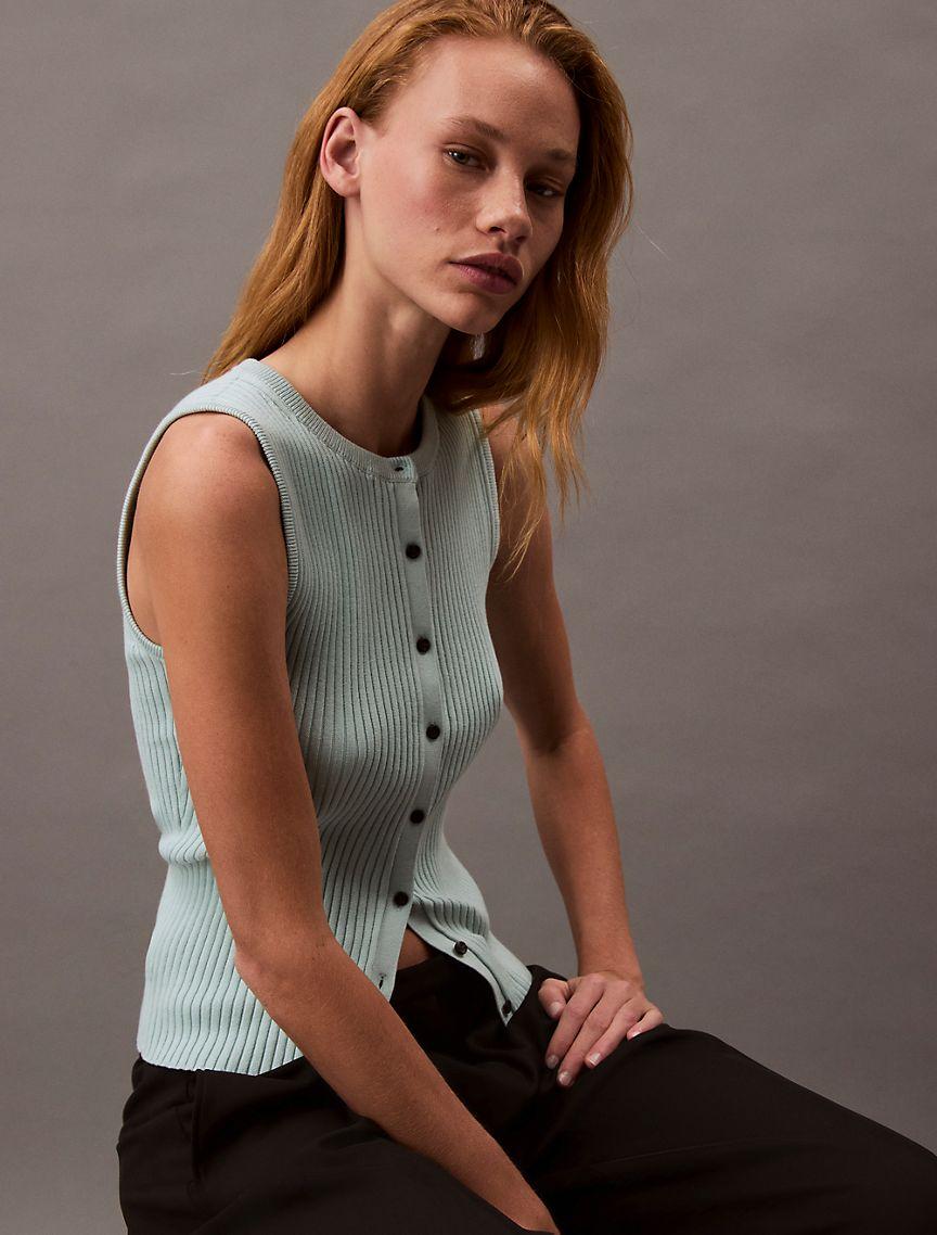 Smooth Cotton Rib Sweater Tank Product Image