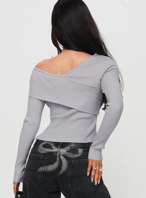 Nolia Long Sleeve Top Grey Product Image