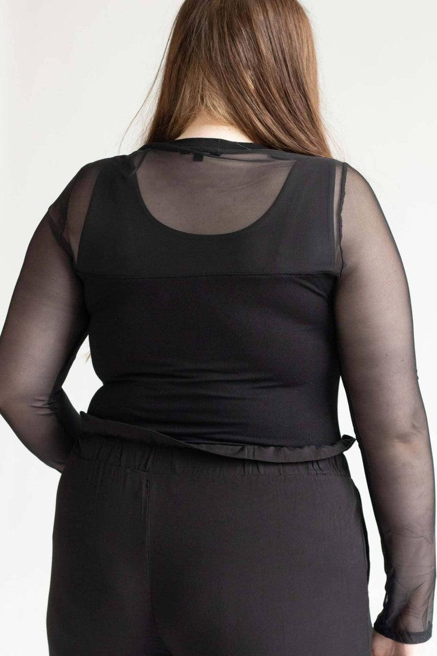 Sweetheart Outline Mesh Long Sleeve Bodysuit (Extended Sizes) Product Image