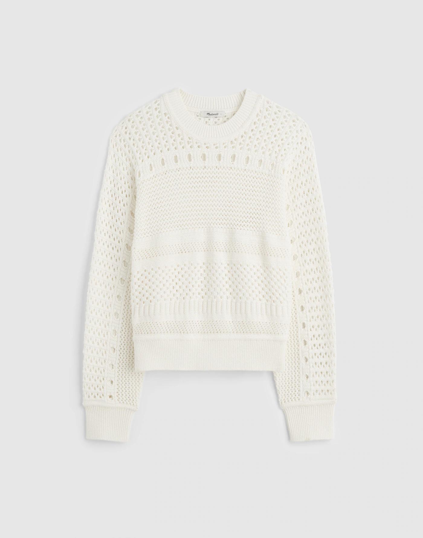 Open-Stitch Cotton Pullover Sweater Product Image