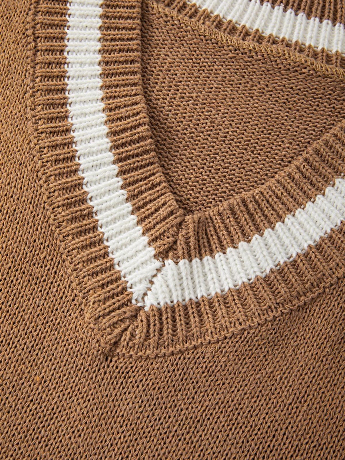 Men's V Neck Striped Sweater Vest Product Image