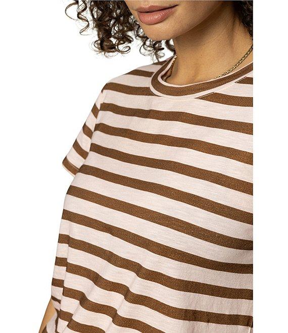 Sanctuary The Perfect Tee Stripe Print Crew Neck Short Sleeve Top Product Image
