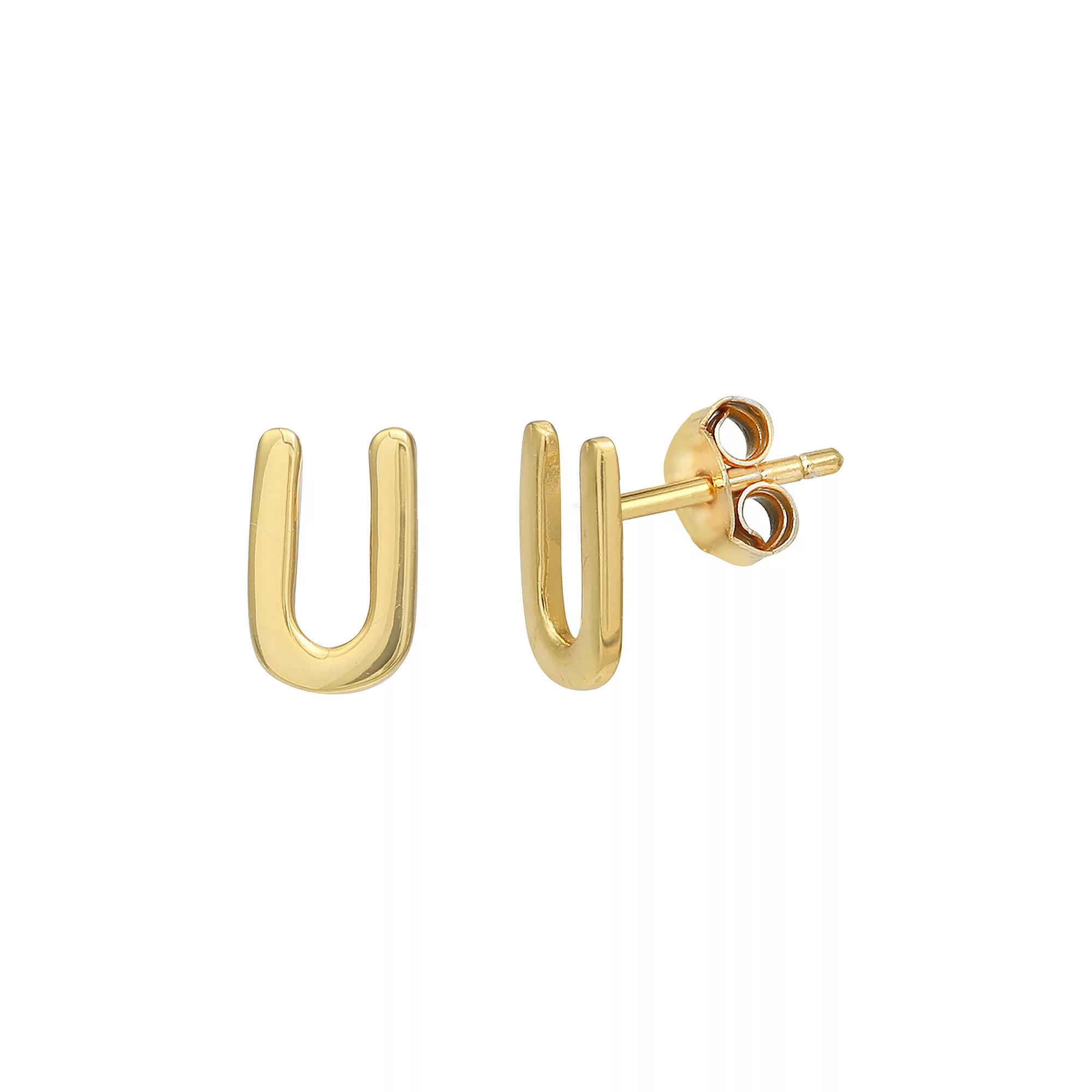 PRIMROSE Sterling Silver Initial Stud Earrings, Women's, Gold Tone C Product Image