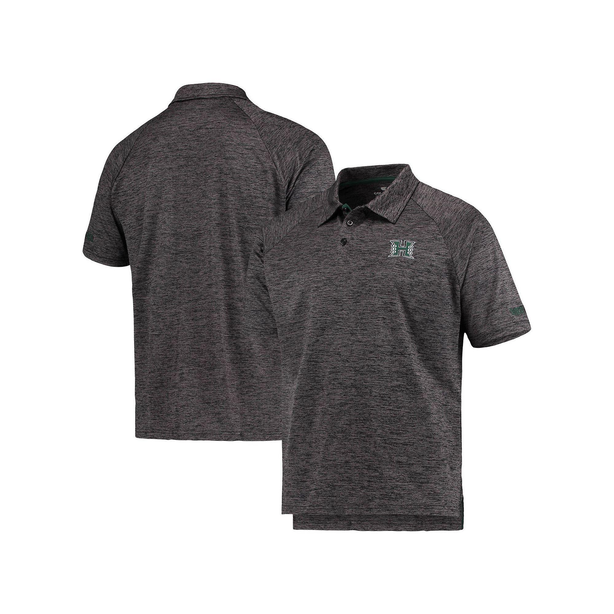Men's Colosseum Heathered Black Hawaii Warriors Down Swing Raglan Polo, Size: 3XL, Hwi Charco Product Image