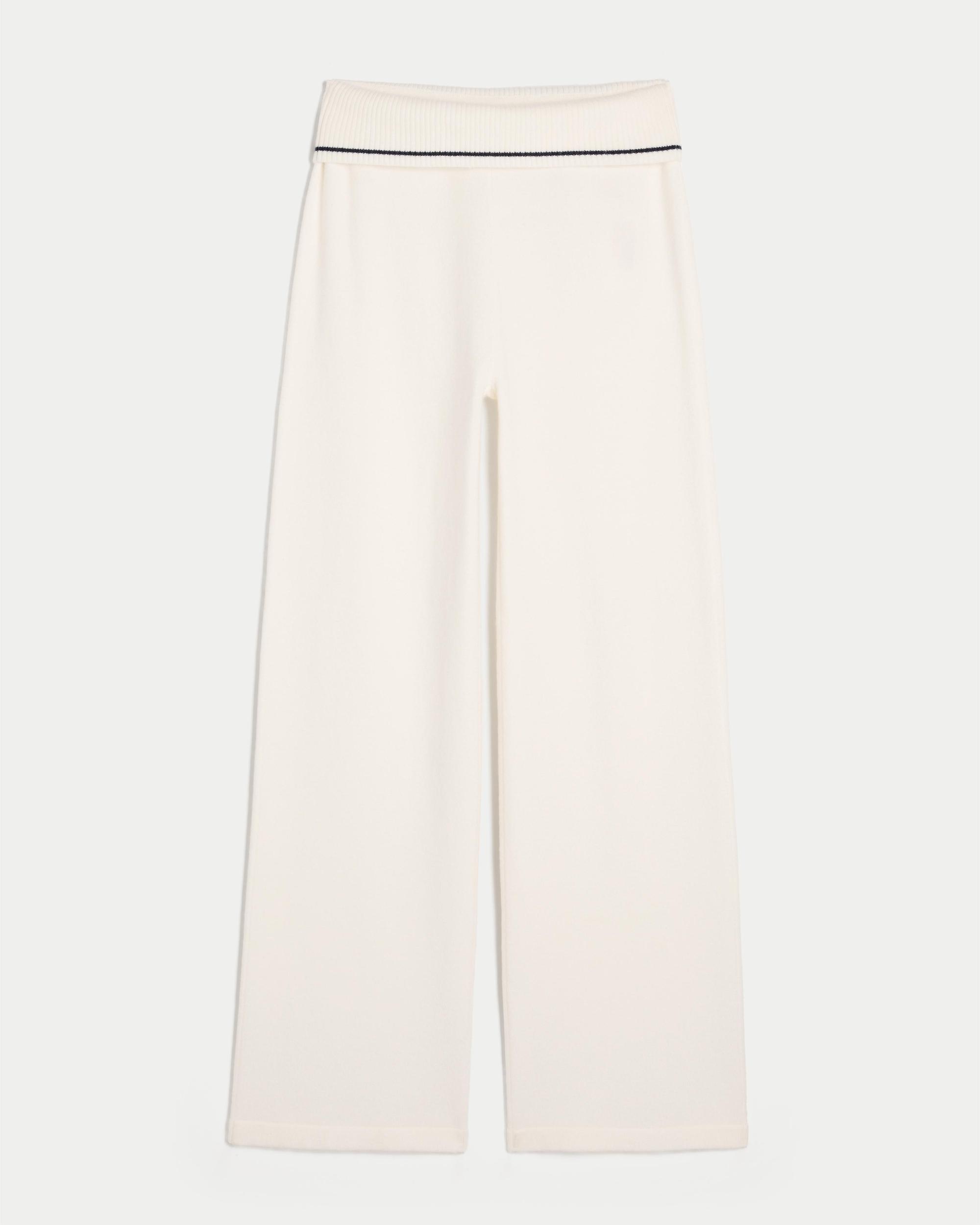 Gilly Hicks Sweater-Knit Foldover Waist Straight Pants Product Image