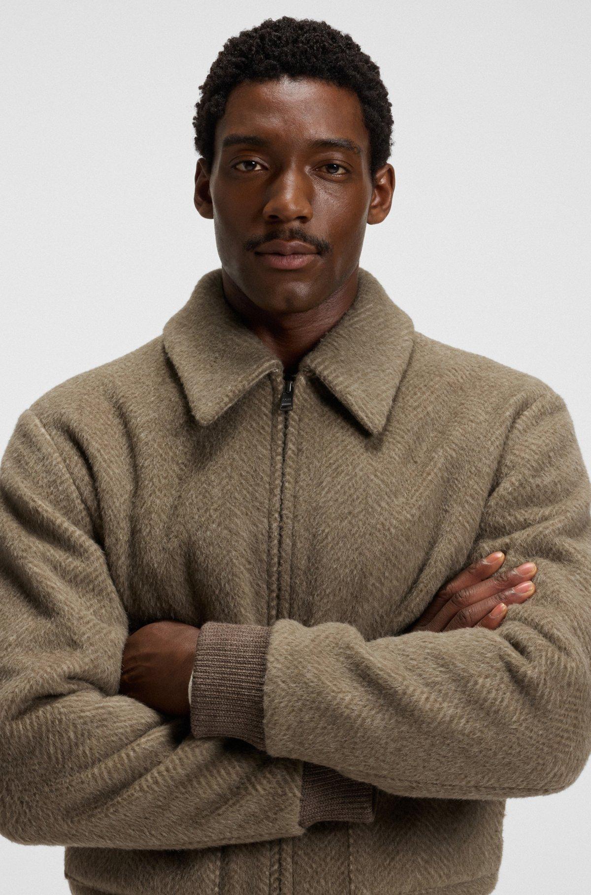 Regular-fit jacket in a herringbone-patterned alpaca blend Product Image