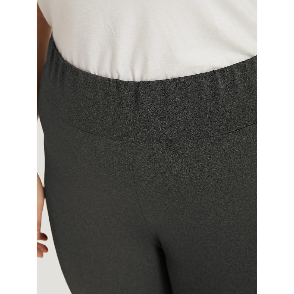 Plus Size Heart Print Elastic Waist High Rise Leggings Women DimGray Casual High stretch Skinny High Rise Dailywear Leggings BloomChic 14-16/1X Product Image