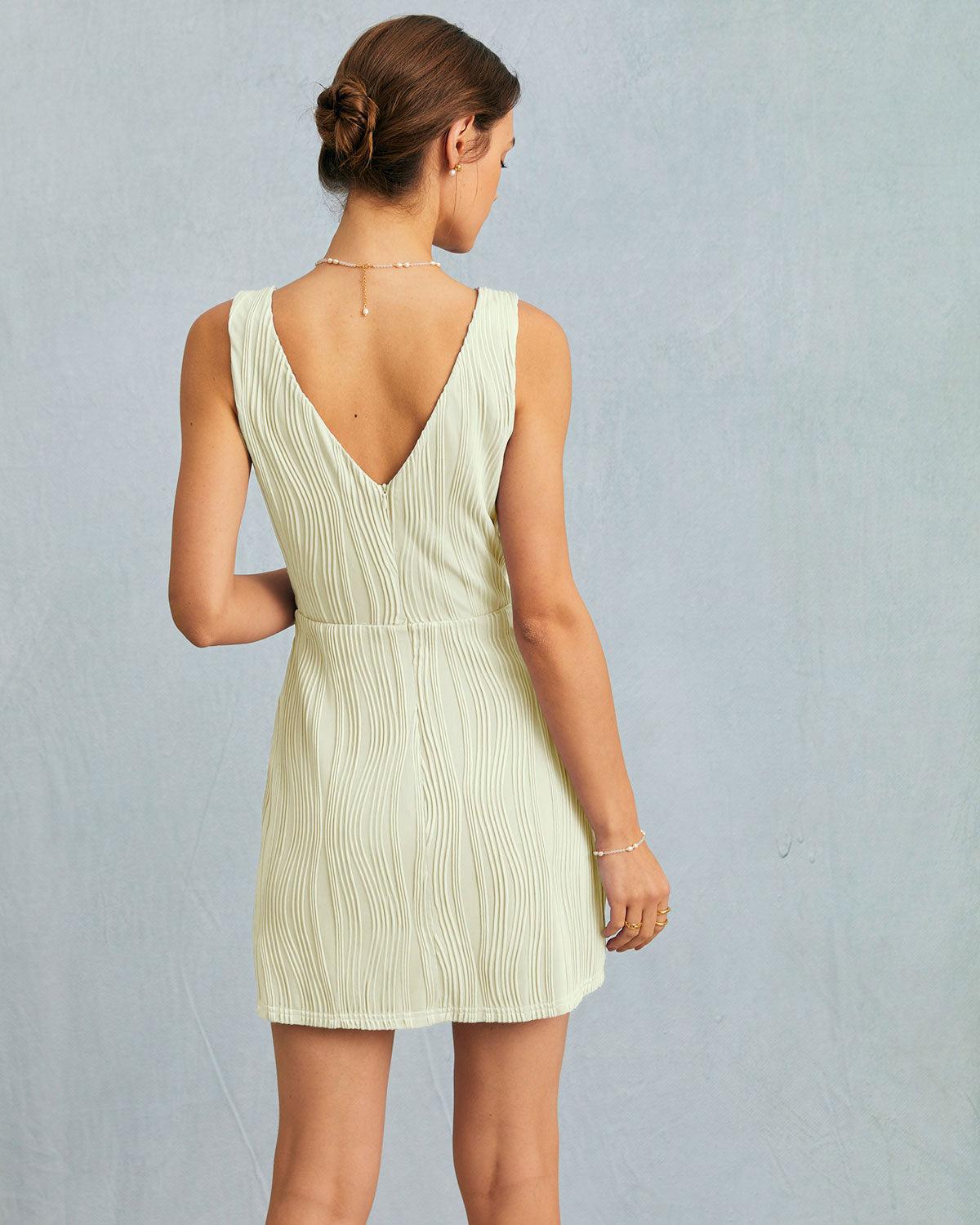 The Beige Water Ripple Textured Sleeveless Mini Dress Product Image