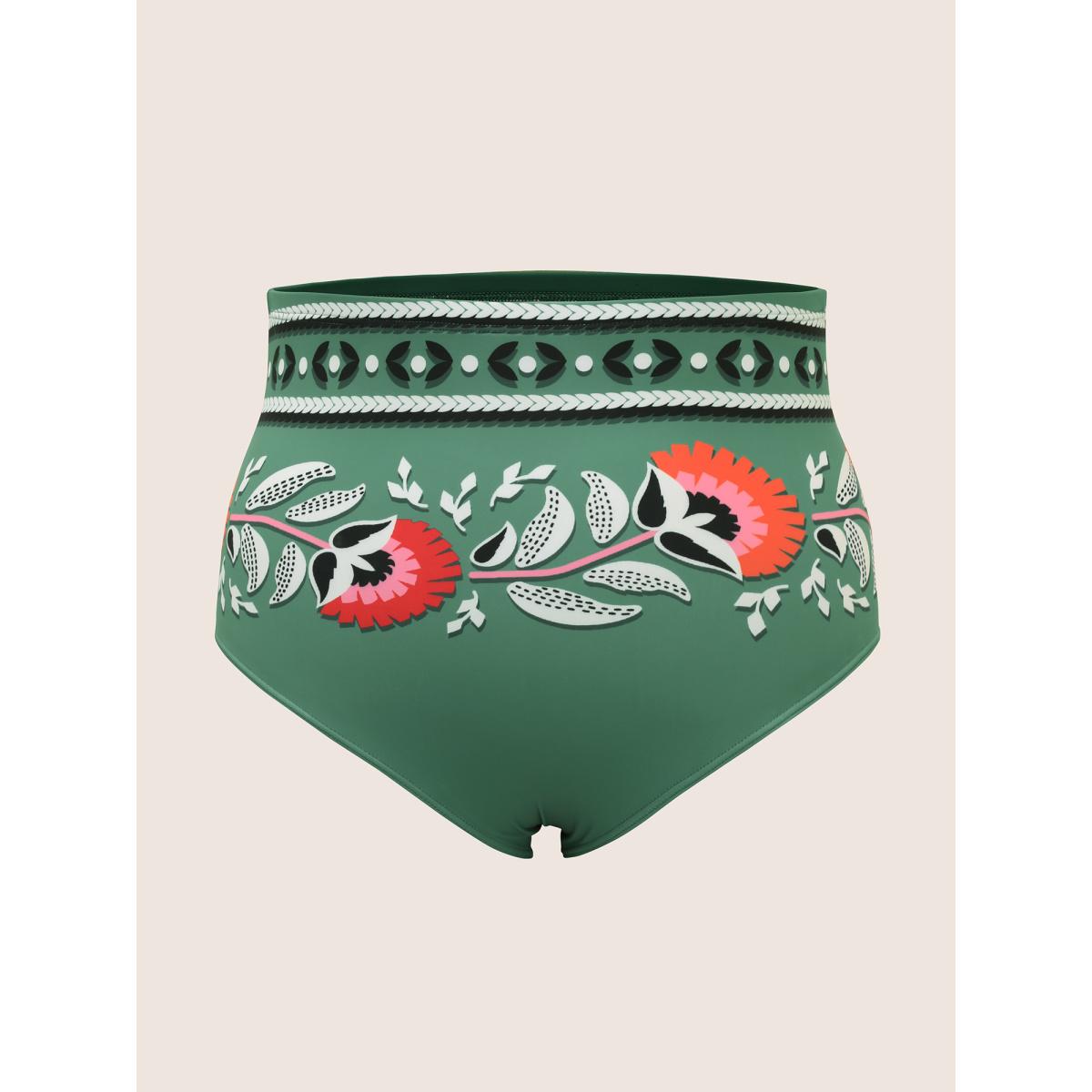 Plus Size Bandana Print Heart Neckline Gathered Swim Dress Women's Swimwear Palemauve Beach Bodycon Heart neckline High stretch Curve Swim Dresses BloomChic 22-24/3X Product Image