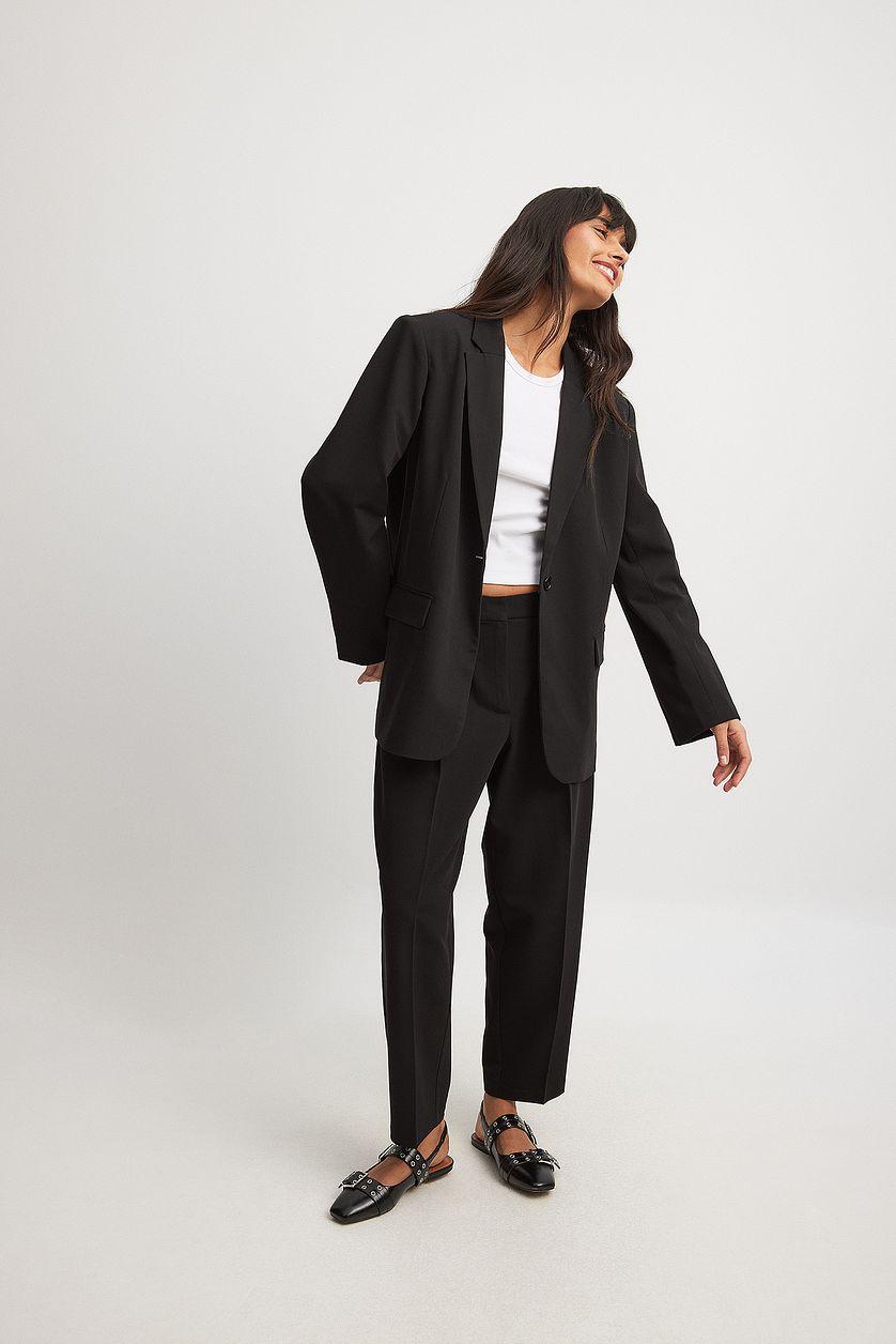 Cropped Mid Waist Suit Pants Product Image