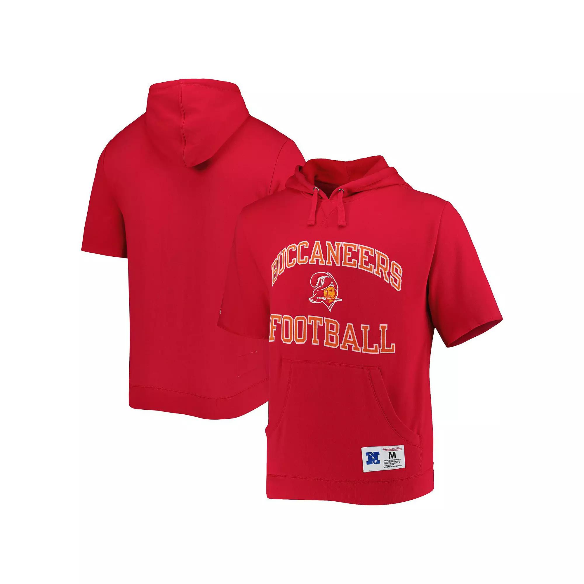Men's Mitchell & Ness Scarlet Tampa Bay Buccaneers Washed Short Sleeve Pullover Hoodie,  Product Image