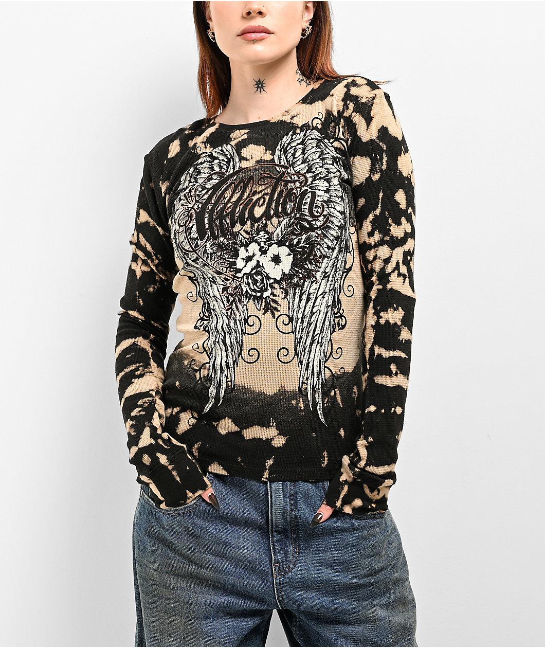 Affliction Wing Blossom Black Thermal Long Sleeve T-Shirt Product Image
