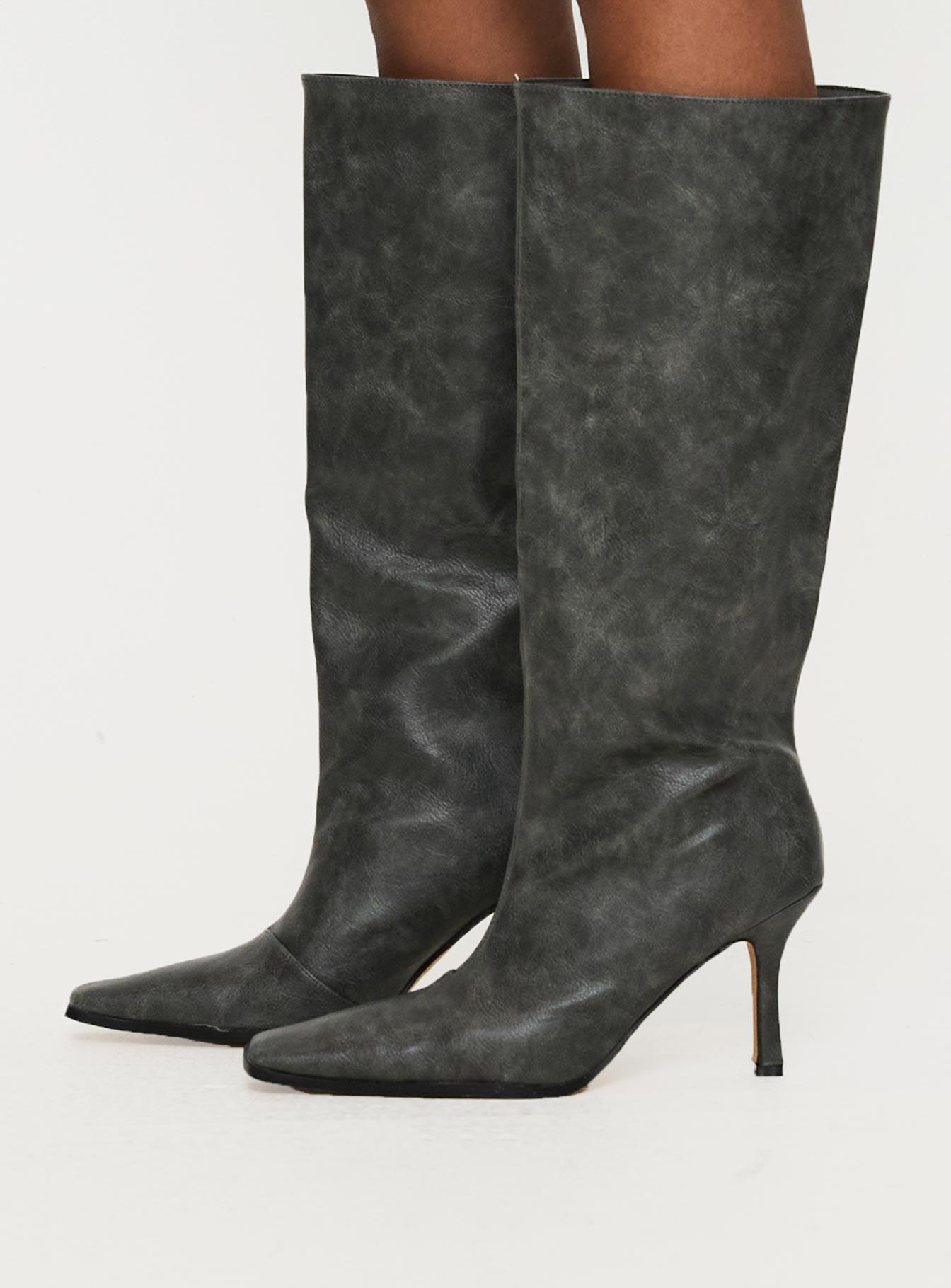 Cecil Knee High Boots Charcoal Product Image