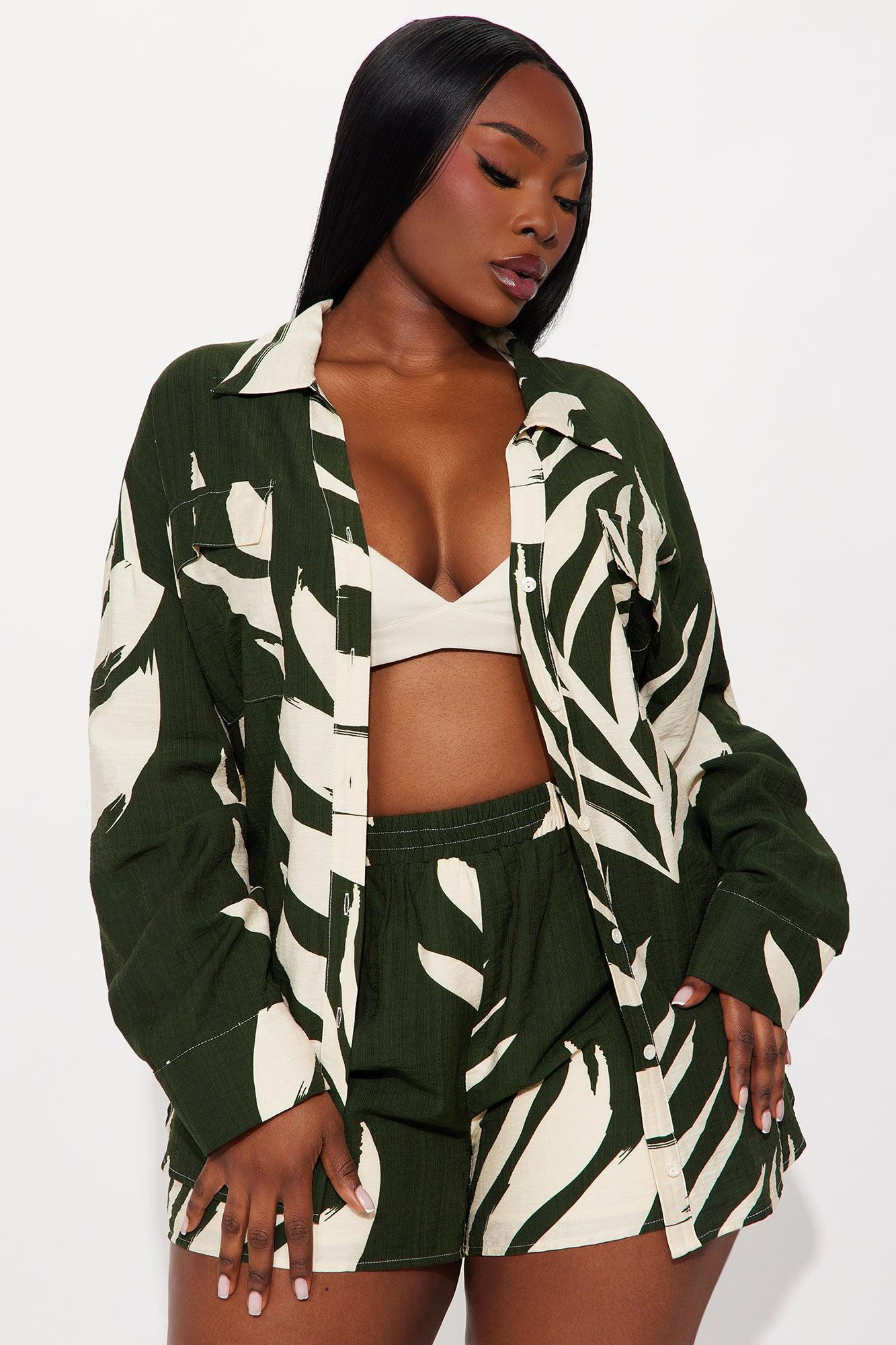 In The Tropics Linen Short Set - Hunter Female Product Image