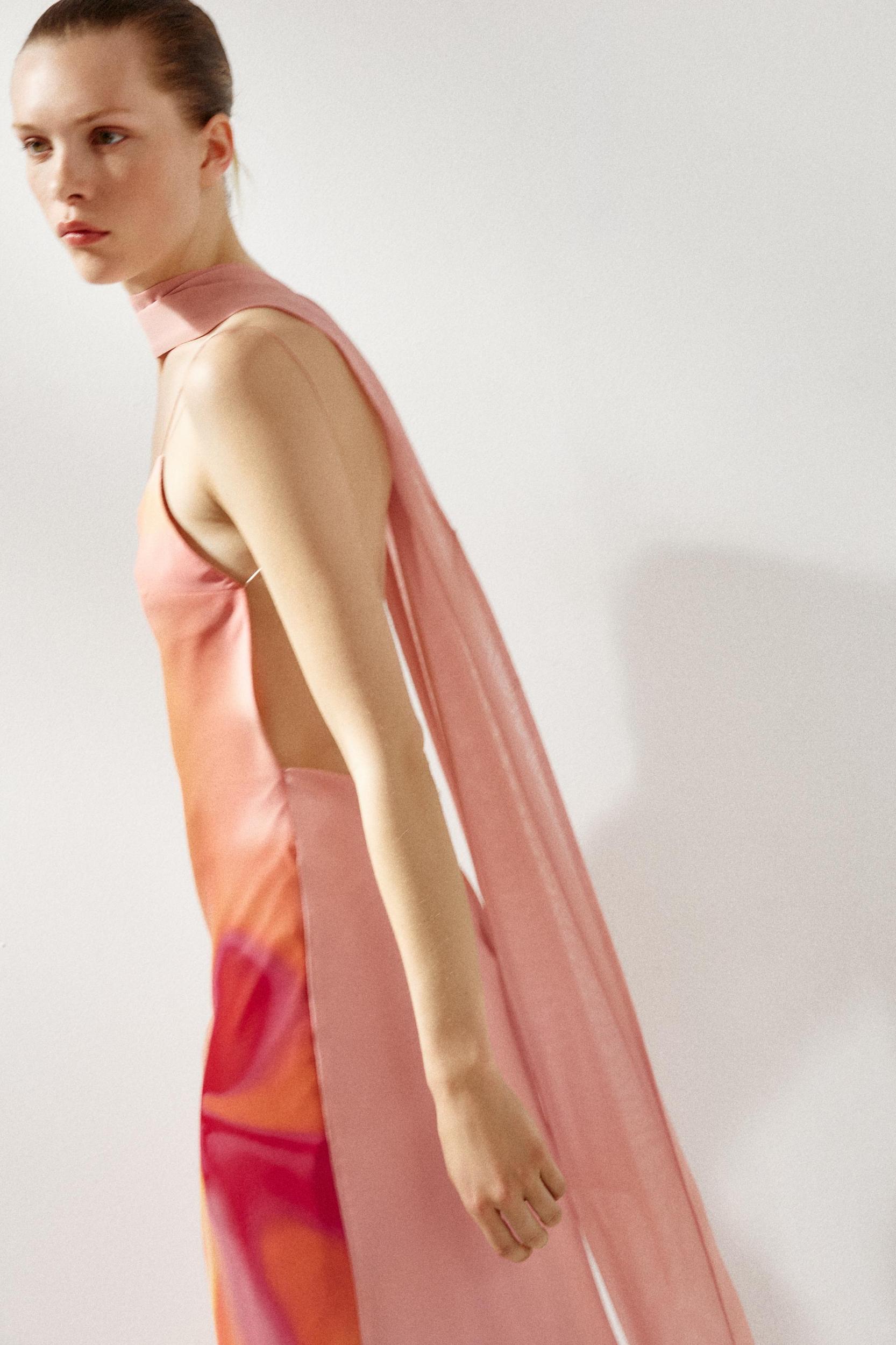 PRINTED LONG DRESS WITH SCARF Product Image