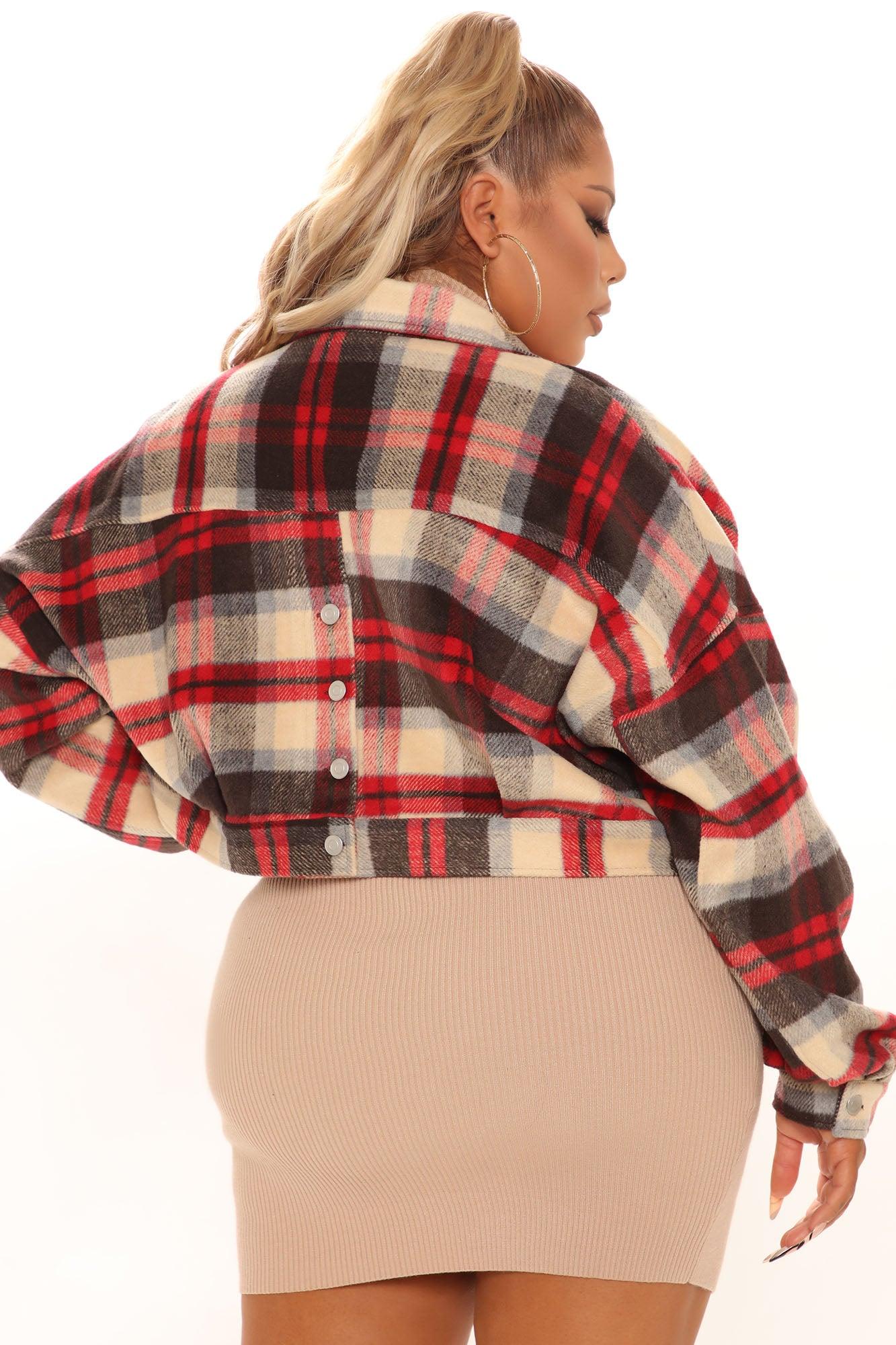 Getting Caught Up Plaid Jacket - Red/combo Product Image