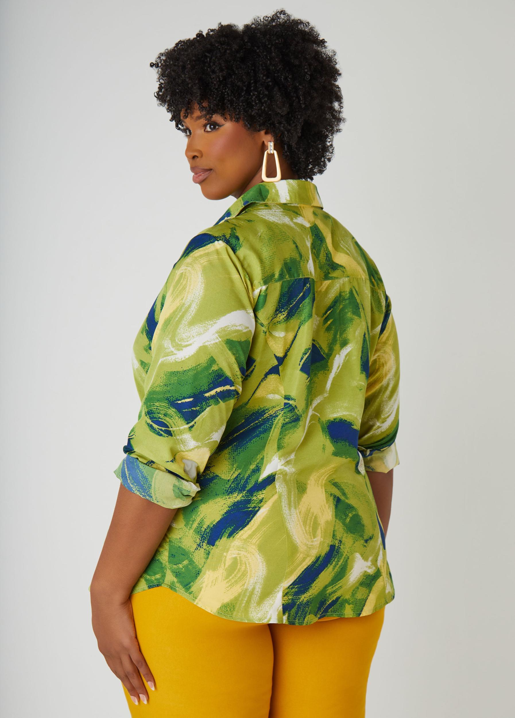 Wave Print Collared Shirt Product Image