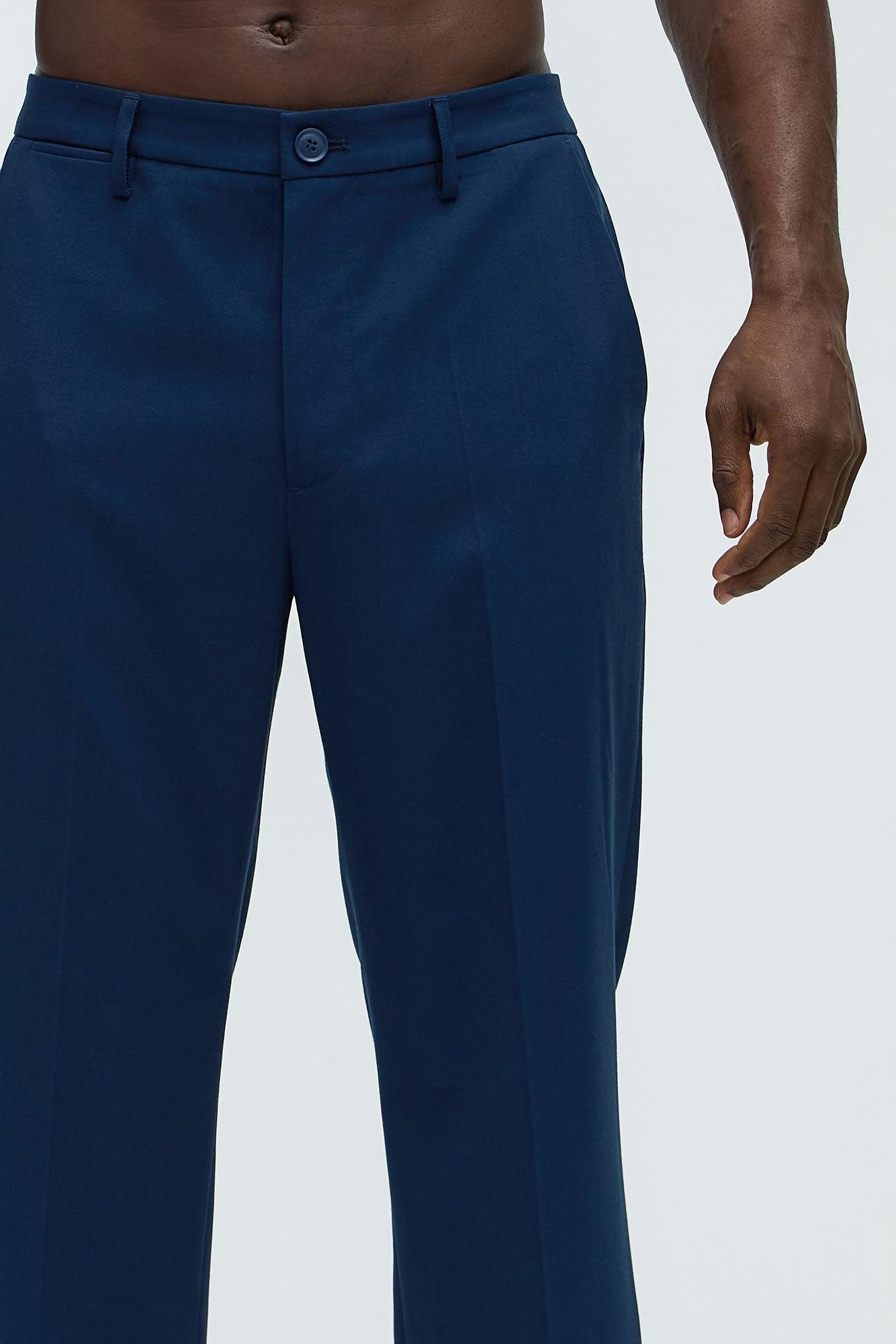 Modern Stretch Straight Trousers - Navy Product Image
