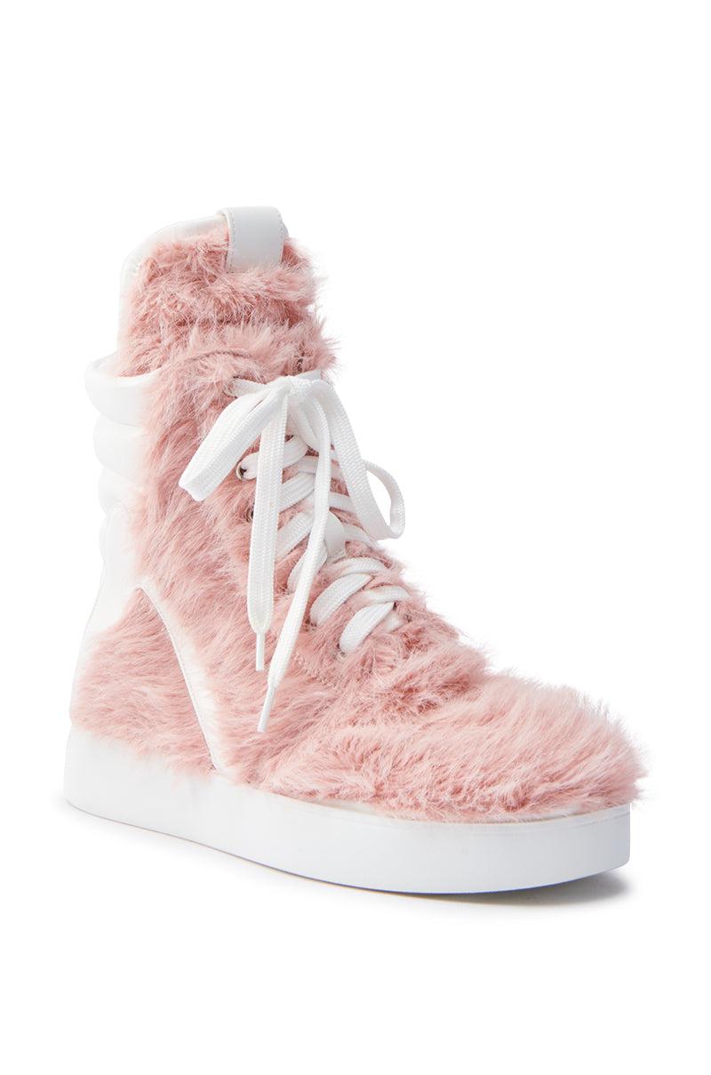 AZALEA WANG RIORDAN PINK FUR HIGHTOP SNEAKER Product Image