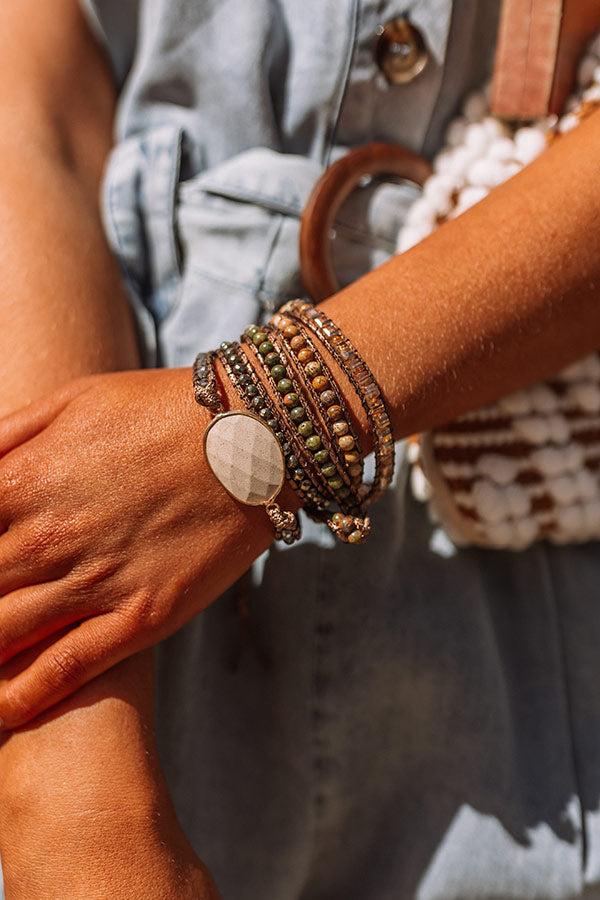 Sangria Cruise Semi Precious Wrap Bracelet In Olive Product Image