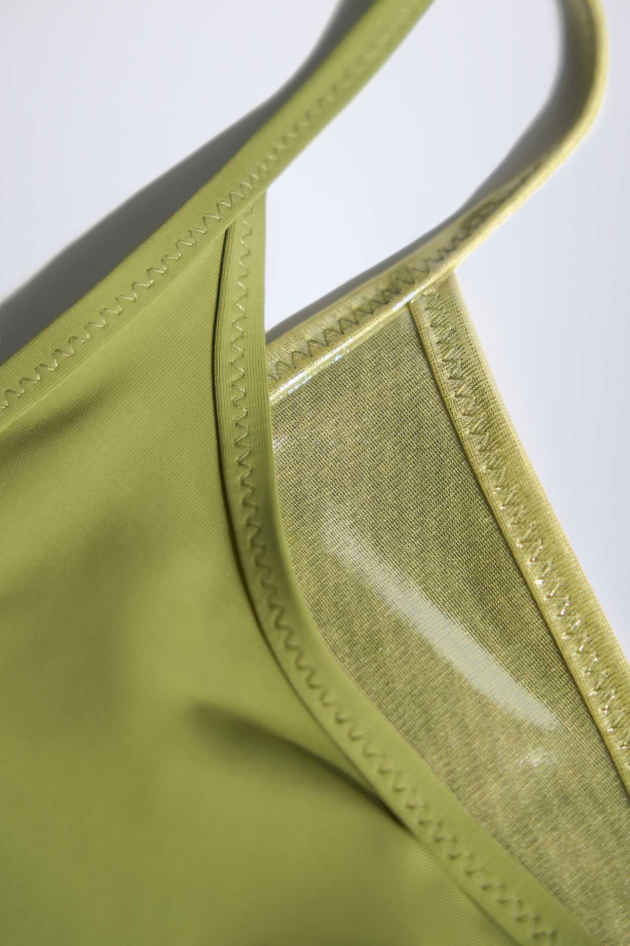 Metallic Layered Bikini Top in Olive Green Product Image