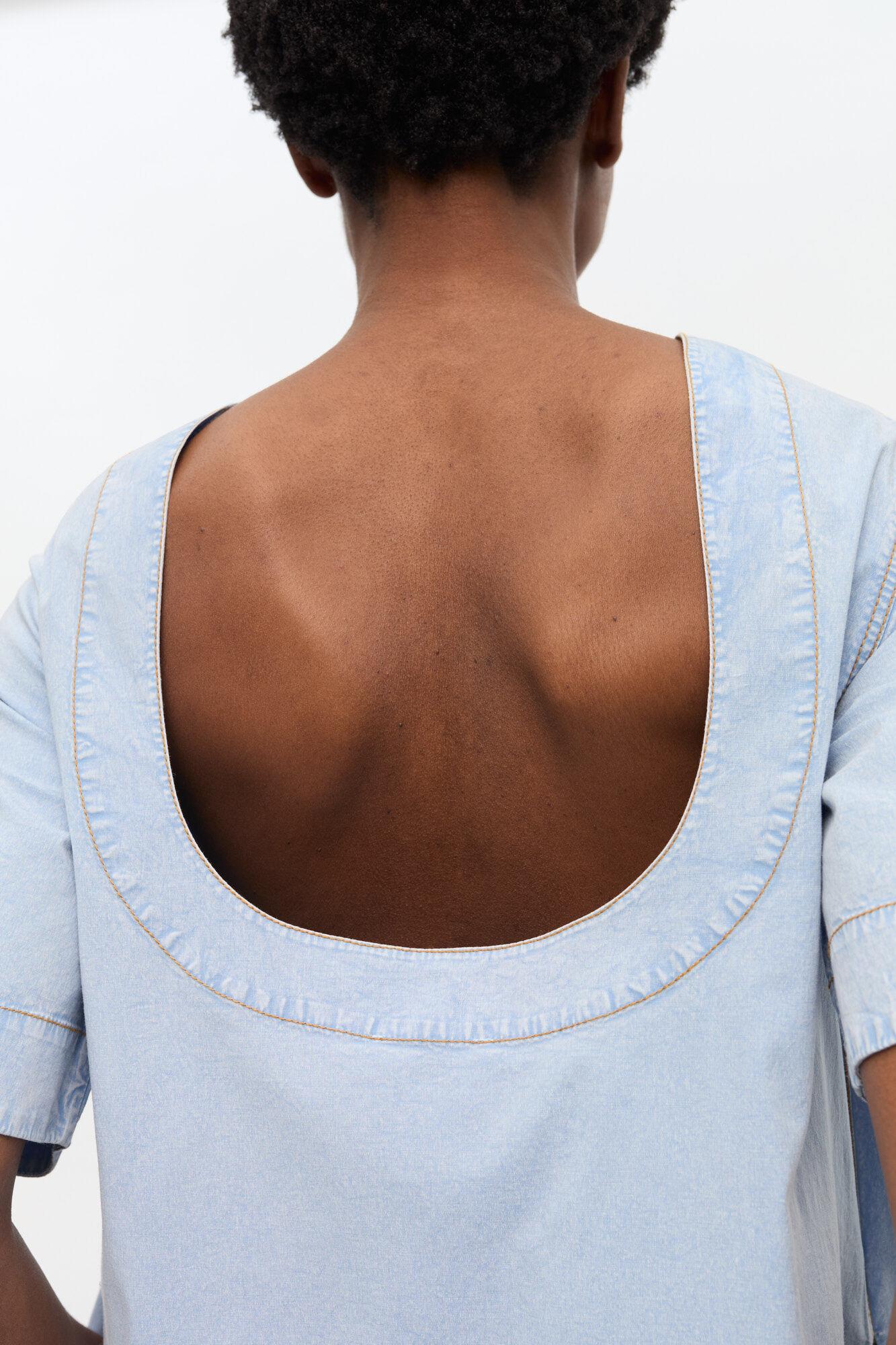 Light Blue A-line Mini Denim Dress Product Image