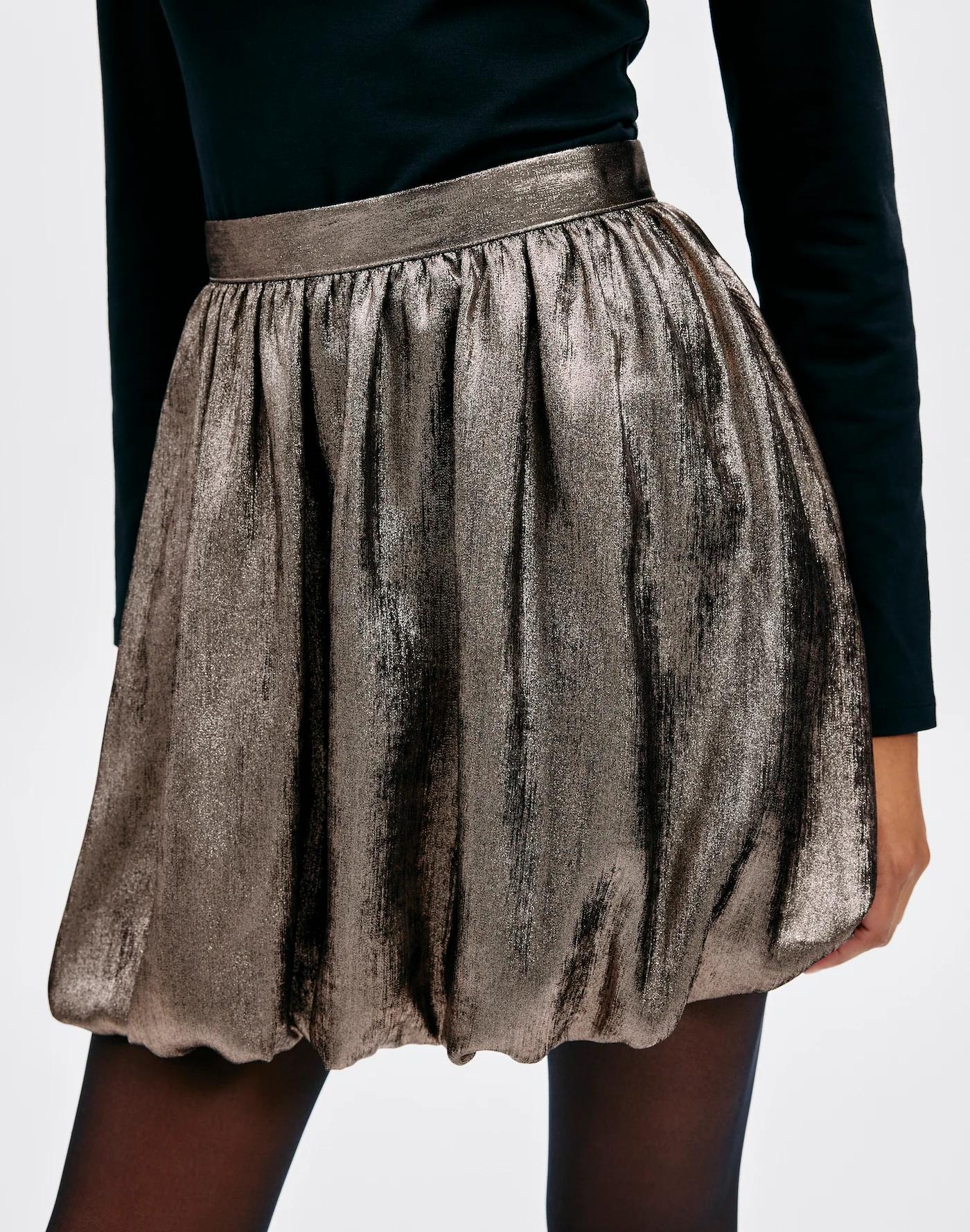 Metallic Bubble-Hem Mini Skirt Product Image