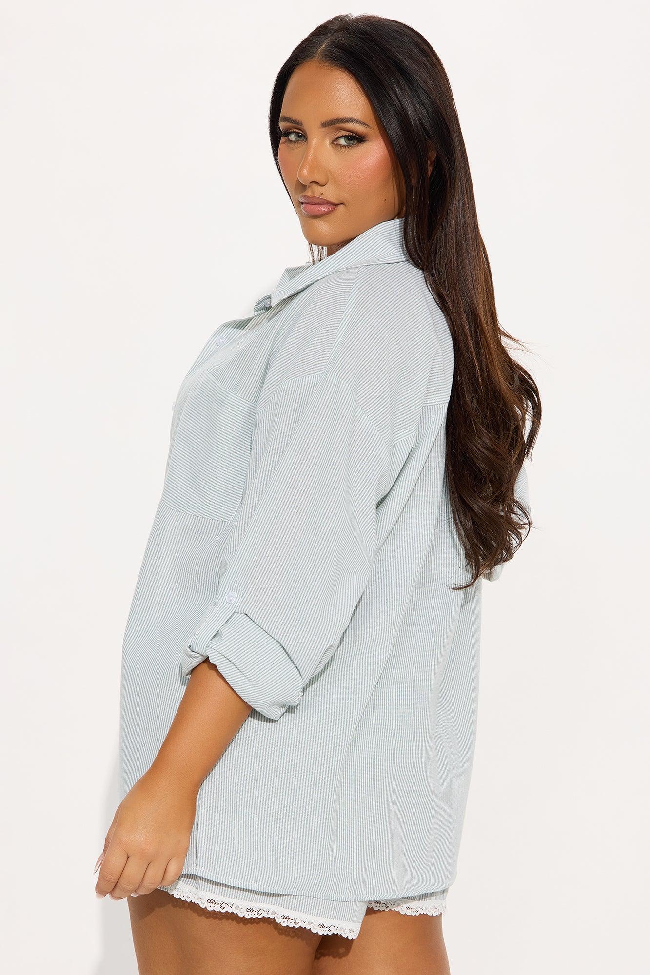 So Cute Lace Trim Boxer Short Set - Sage Product Image