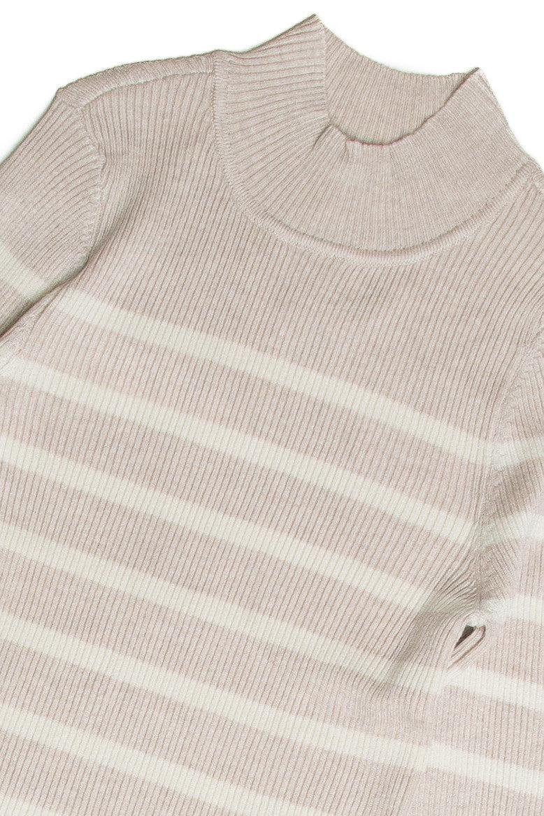 Heather Striped Mock Neck Sweater Product Image