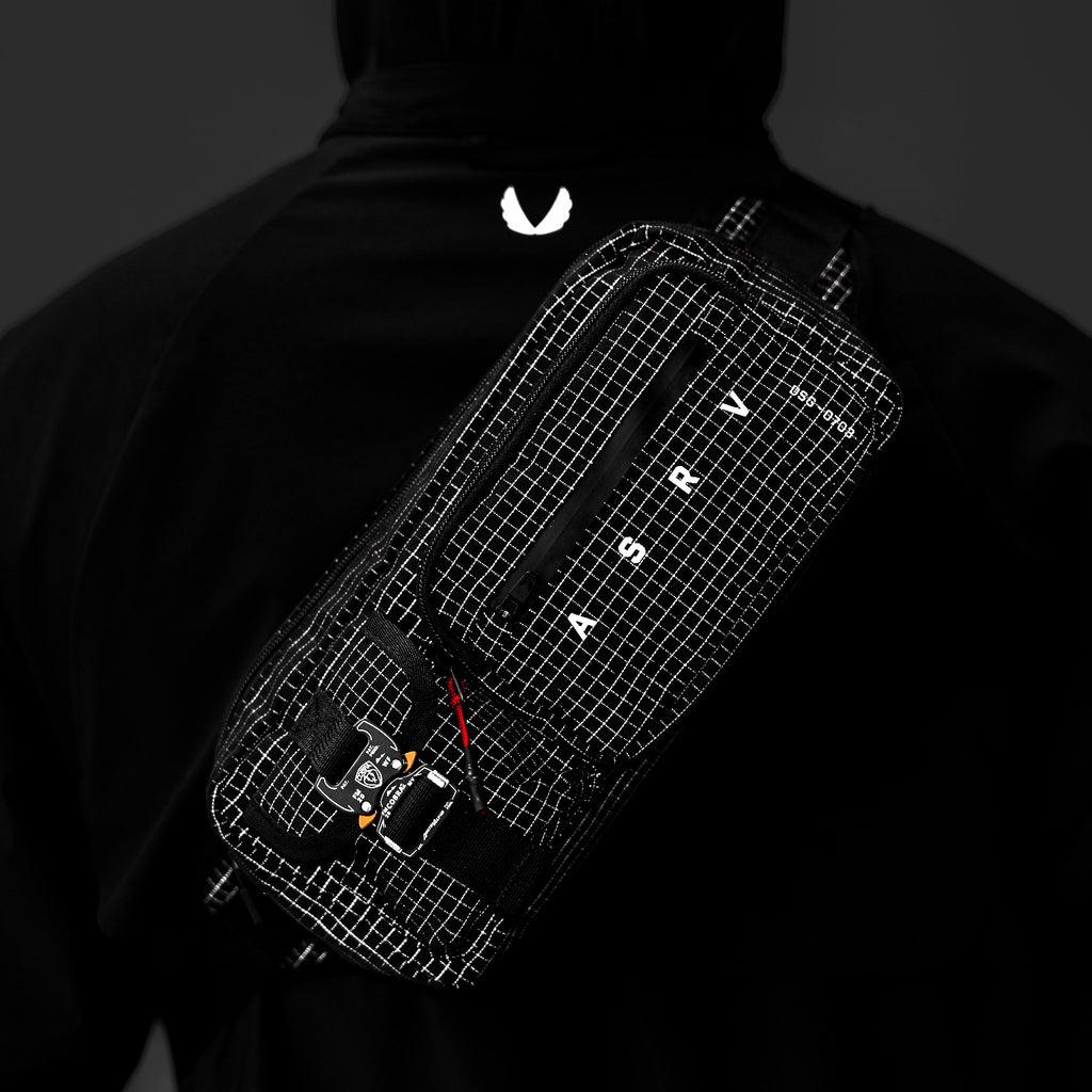 0703. Cordura® Tech Crossbody Pack - Black "Grid" Product Image