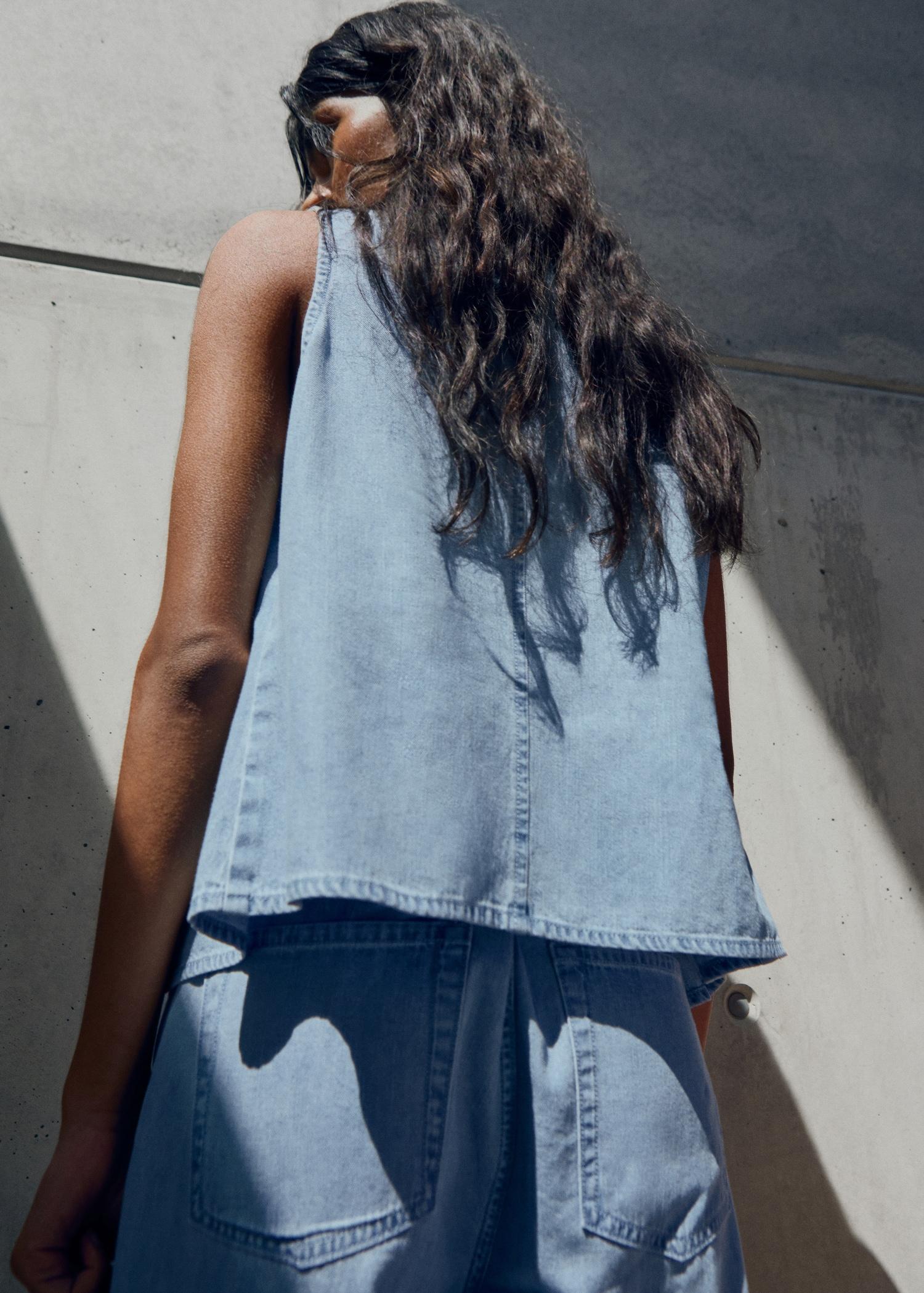 Buttoned denim gilet - Women | MANGO USA Product Image
