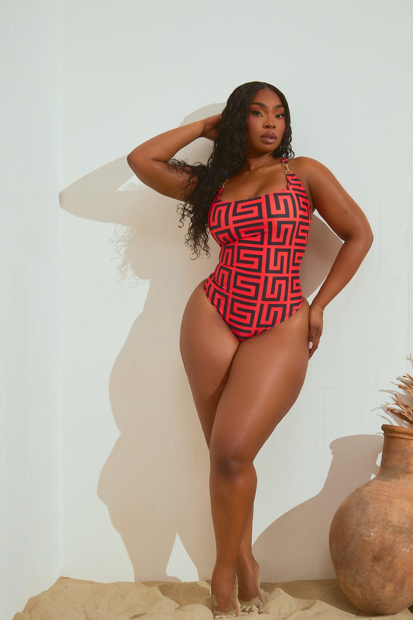 Karoline 1 Piece Swimsuit - Red/Black Product Image