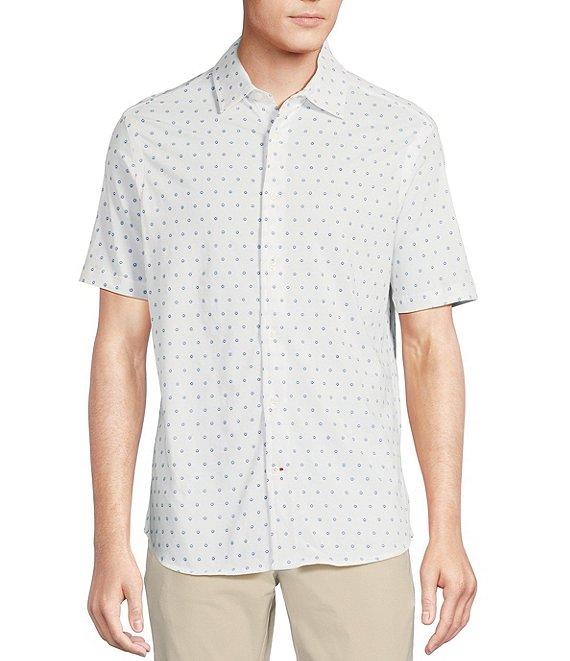 Cremieux Blue Label Geo Print Jersey Short Sleeve Coatfront Shirt Product Image