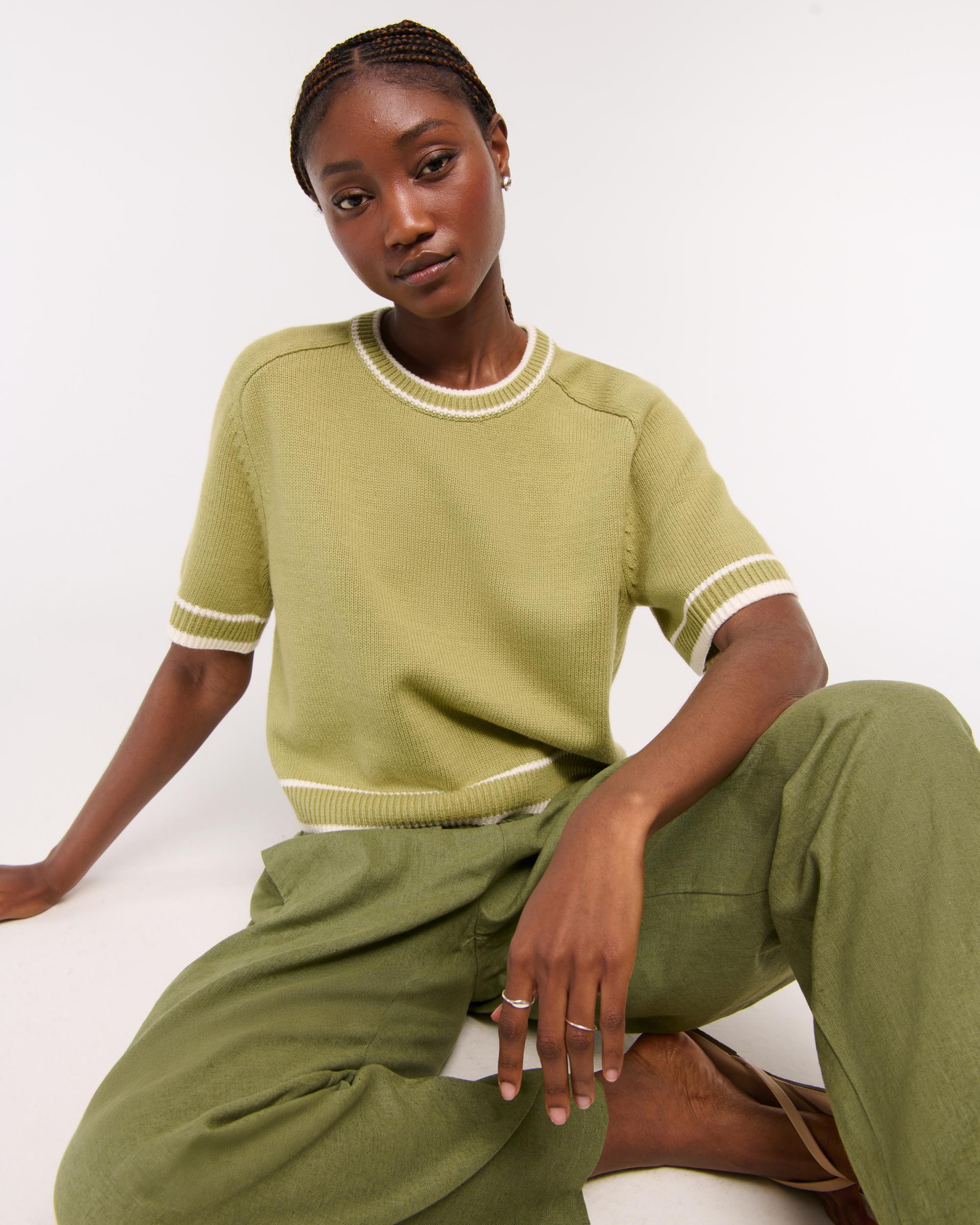 The A&F Madeline Textural Crew Sweater Tee Product Image